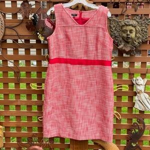 Talbots Sleeveless Tweed Red White Dress 16P